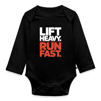Lift Heavy Run Fast Gym Weight Training Workout Fitness - Organic Longsleeve Baby Bodysuit - black - Front