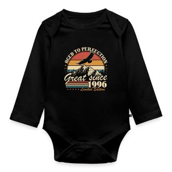 Original 1996 Jahrgang Vintage Geburtstagsgeschenk - Baby Bio-Langarm-Body - Schwarz - Vorne