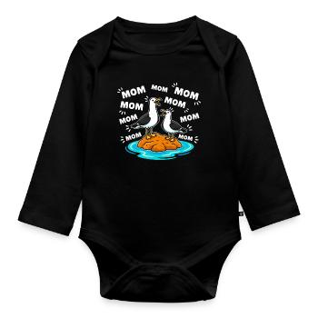 Mom Mom Mom - Lustige Möwen Kinder - Baby Bio-Langarm-Body - Schwarz - Vorne