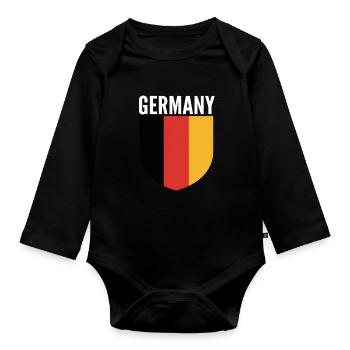Germany Shield Flag Design - Organic Longsleeve Baby Bodysuit - black - Front