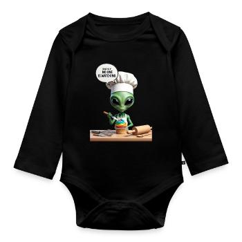 Alien Chef Cupcake - Organic Longsleeve Baby Bodysuit - black - Front