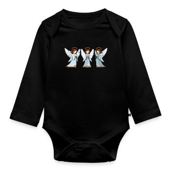 Dreifach Himmlische Engel im Gebet - Baby Bio-Langarm-Body - Schwarz - Vorne
