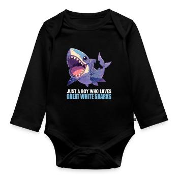 Great White Shark Great White Shark - Organic Longsleeve Baby Bodysuit - black - Front