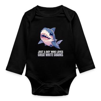 Great White Shark Great White Shark - Organic Longsleeve Baby Bodysuit - black - Front