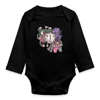 Rollenspiel Tabletop D20 Würfel Geschenk Fail - Baby Bio-Langarm-Body - Schwarz - Vorne