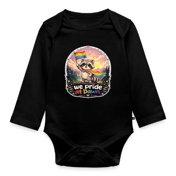 Raccoon Pride Morgendämmerung - Baby Bio-Langarm-Body - Schwarz - Vorne
