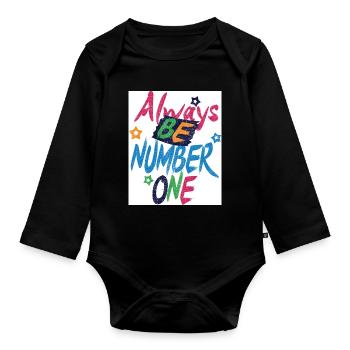 Always_be_Number 1 - Baby Bio-Langarm-Body - Schwarz - Vorne
