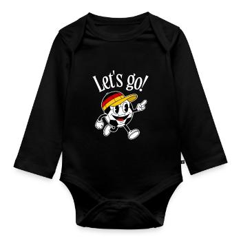 Fußball Fan Retro Comic Maskottchen - Baby Bio-Langarm-Body - Schwarz - Vorne