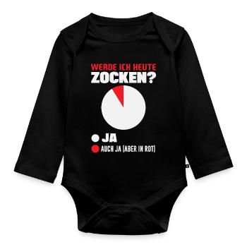 Werde Ich Heute Zocken Lustiges Diagramm Gamer - Baby Bio-Langarm-Body - Schwarz - Vorne