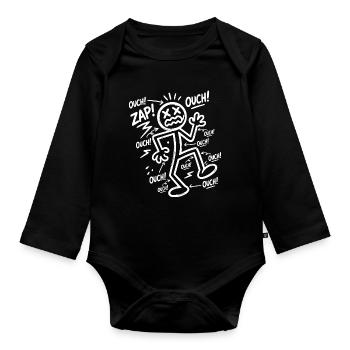 Electric Shock Humor | Funny Electrician Gift - Organic Longsleeve Baby Bodysuit - black - Front