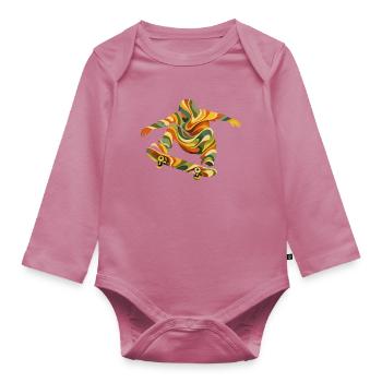 Skateur Vagues Rétro | Design Skate Vintage Psyché - Body Bébé bio manches longues - mauve - Devant