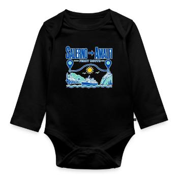 Salerno Amalfi Ferry Route Travel Souvenir - Organic Longsleeve Baby Bodysuit - black - Front