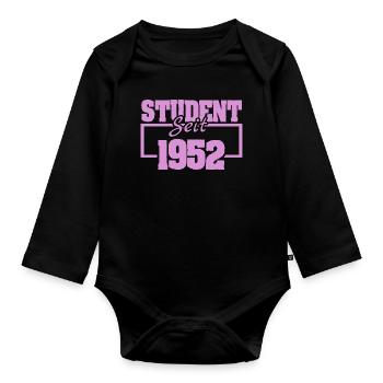 Student Self 1952 Vintage Print - Baby Bio-Langarm-Body - Schwarz - Vorne