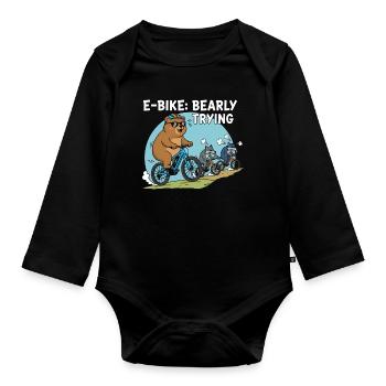 E-Bike à peine tenté Funny Grizzly - Body Bébé bio manches longues - noir - Devant
