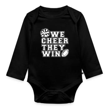 We Cheer Tey Win Cheerleader Sport Retro Style - Organic Longsleeve Baby Bodysuit - black - Front