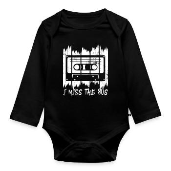 I Miss The 80s - Organic Longsleeve Baby Bodysuit - black - Front