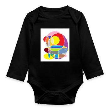 Abstract Color Circles Mosaic - Organic Longsleeve Baby Bodysuit - black - Front