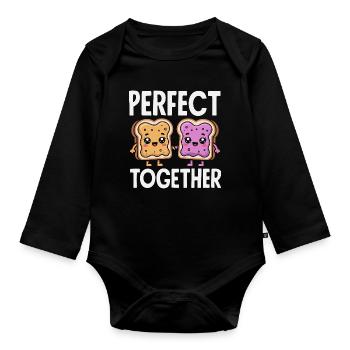 Look Partner Beurre de Cacahuète & Confiture Design - Body Bébé bio manches longues - noir - Devant