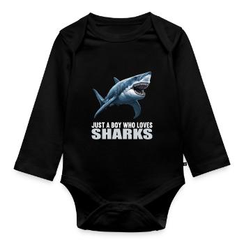 Requins Requin - Body Bébé bio manches longues - noir - Devant