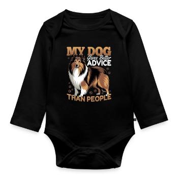 Shetland Sheepdog Sheltie Dog Breed - Organic Longsleeve Baby Bodysuit - black - Front