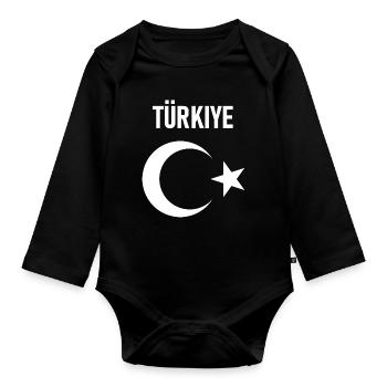 TÜRKEI TÜRKIYE TÜRKISCHE Europa Sport Fan - Baby Bio-Langarm-Body - Schwarz - Vorne