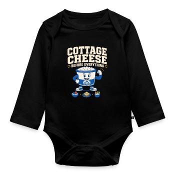 High-protein snack gift for foodies - Organic Longsleeve Baby Bodysuit - black - Front