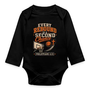 Jeder Rebound Eine Zweite Chance Christlicher - Baby Bio-Langarm-Body - Schwarz - Vorne