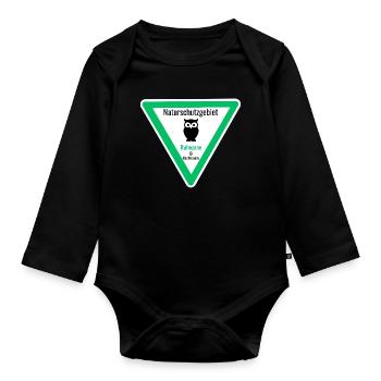 Naturschutzgebiet Ruhezone für Nachteulen - Baby Bio-Langarm-Body - Schwarz - Vorne