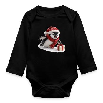 Weihnachts Pinguin - Baby Bio-Langarm-Body - Schwarz - Vorne