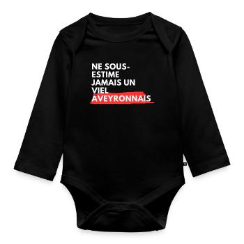 Ne Sous Estime Jamais Un Viel Aveyronnais T-Shi... - Body Bébé bio manches longues - noir - Devant