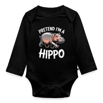 Hippopotamus Sayings Hippopotamus Joke Hippopotamus Gift - Organic Longsleeve Baby Bodysuit - black - Front