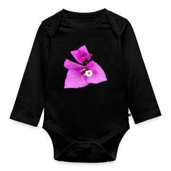 Vibrant_Magenta_Bougainvillea_Flower - Organic Longsleeve Baby Bodysuit - black - Front