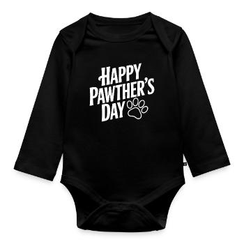 Happy Pawther's Day - Organic Longsleeve Baby Bodysuit - black - Front