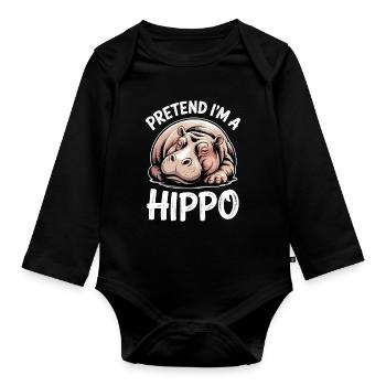 Nilpferd Sprüche Flusspferd Witz Nilpferd Geschenk - Baby Bio-Langarm-Body - Schwarz - Vorne