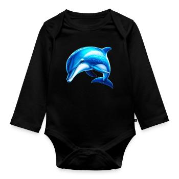 dolphin - Organic Longsleeve Baby Bodysuit - black - Front