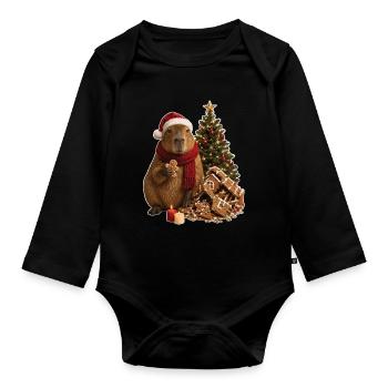 Magie de l’Avent de Capybara de Noël - Body Bébé bio manches longues - noir - Devant