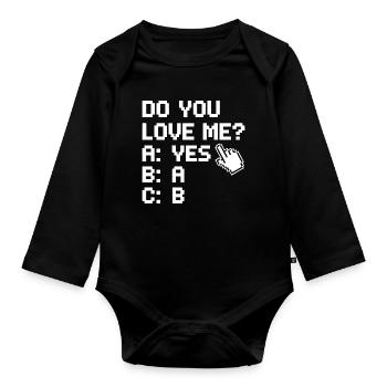 Est-ce que tu m’aimes Relation Amour Couple Amour Mariage Couple - Body Bébé bio manches longues - noir - Devant