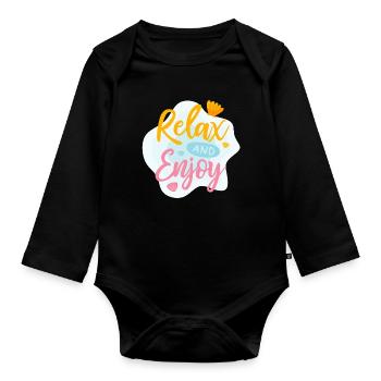 Relax And Enjoy Summer Vacation - Organic Longsleeve Baby Bodysuit - black - Front
