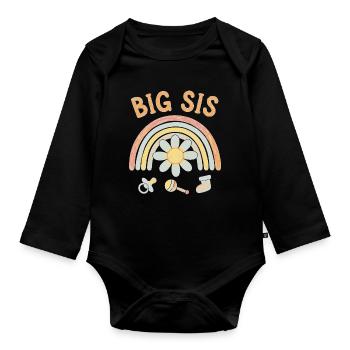 Gender Reveal Big Sis Baby Shower Big Sister Team - Organic Longsleeve Baby Bodysuit - black - Front