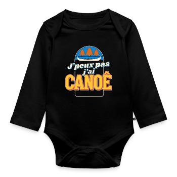 J'peux pas j'ai CANOË - Body Bébé bio manches longues - noir - Devant