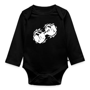 Dumbbell icon - Organic Longsleeve Baby Bodysuit - black - Front