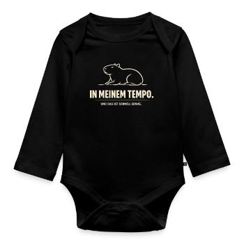 In meinem Tempo Biber Illustration - Baby Bio-Langarm-Body - Schwarz - Vorne