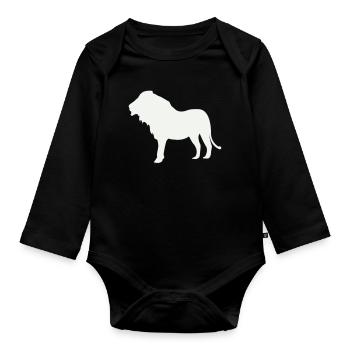 Lion Silhouette Moonlight - Organic Longsleeve Baby Bodysuit - black - Front