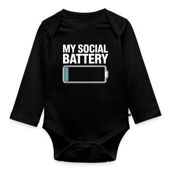 Social Battery Introvert Dead Battery Battery - Organic Longsleeve Baby Bodysuit - black - Front