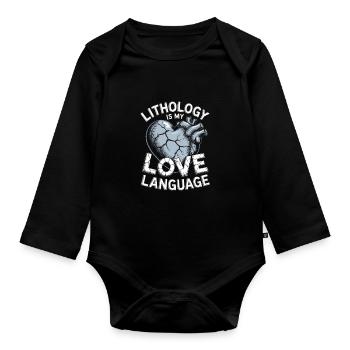 Lithologie Liebessprache - Baby Bio-Langarm-Body - Schwarz - Vorne