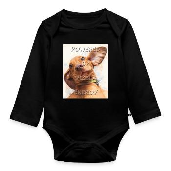 Powered by Vizsla Energy - A goofy face watercolor - Organic Longsleeve Baby Bodysuit - black - Front
