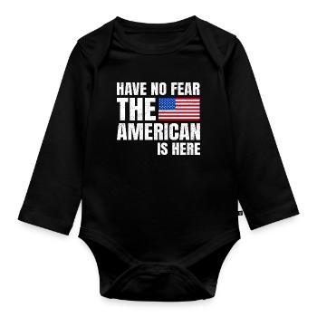 N’ayez pas peur que l’Américain est là US-Amerikaner - Body Bébé bio manches longues - noir - Devant