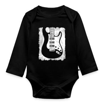 Graffiti Guitar Silhouette - Organic Longsleeve Baby Bodysuit - black - Front