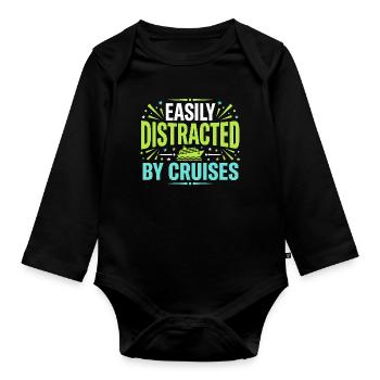 Cruising Granny, Grandma On Deck, - Organic Longsleeve Baby Bodysuit - black - Front