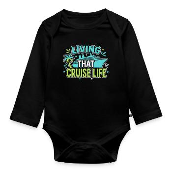 Cruising Granny, Grandma On Deck, - Organic Longsleeve Baby Bodysuit - black - Front